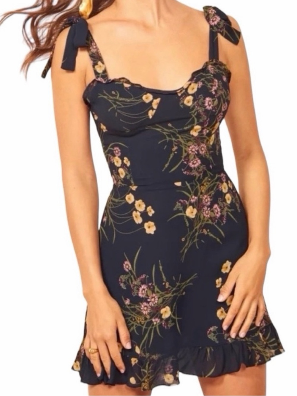 Reformation Christine Ruffle Detail Mini Dress